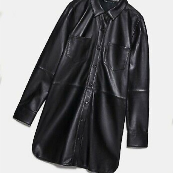 ZARA leather shirt dress - Picture 3 of 12